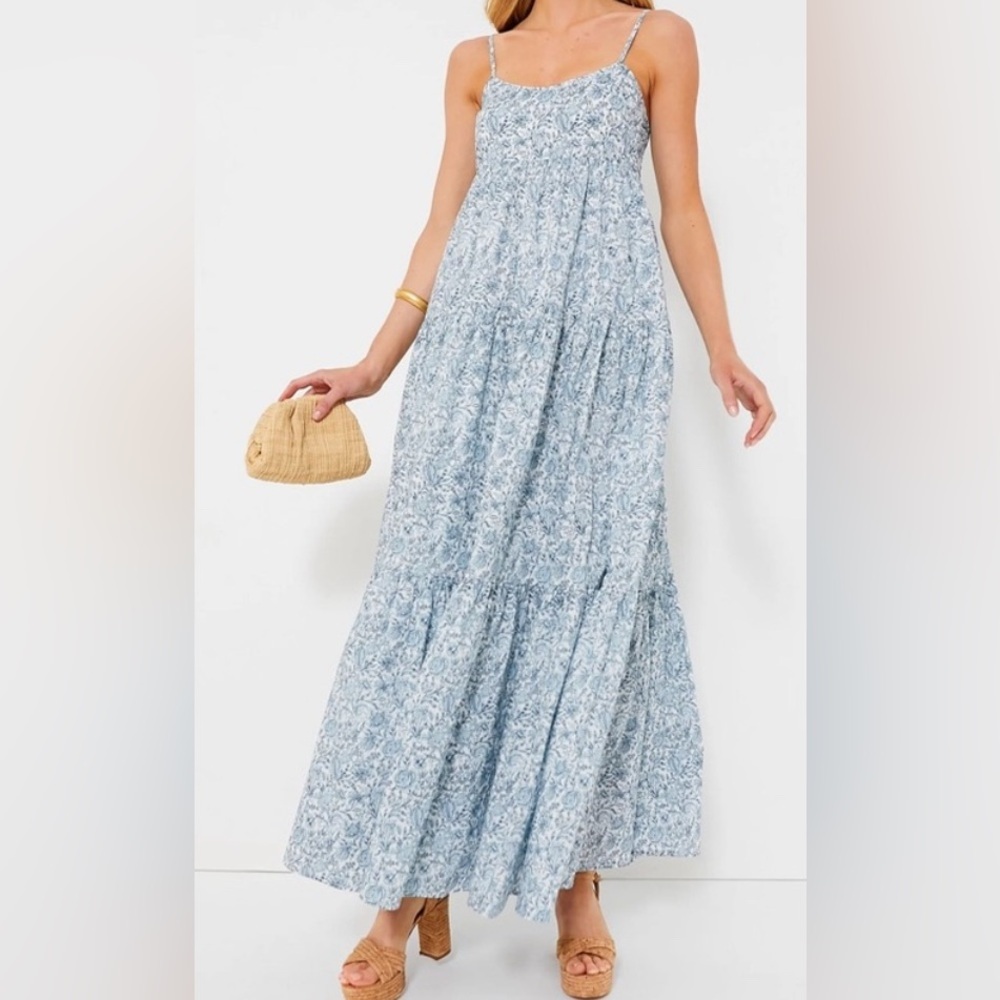 Tuckernuck HYACINTH HOUSE Blue and White Floral Tiered Teresa Maxi Dress L - Picture 8 of 8